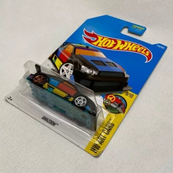 Hot Wheels Amazoom 218/365 HW Art Cars 9/10 Black Multi Color Graphics 1:64 NIP - Picture 11 of 13